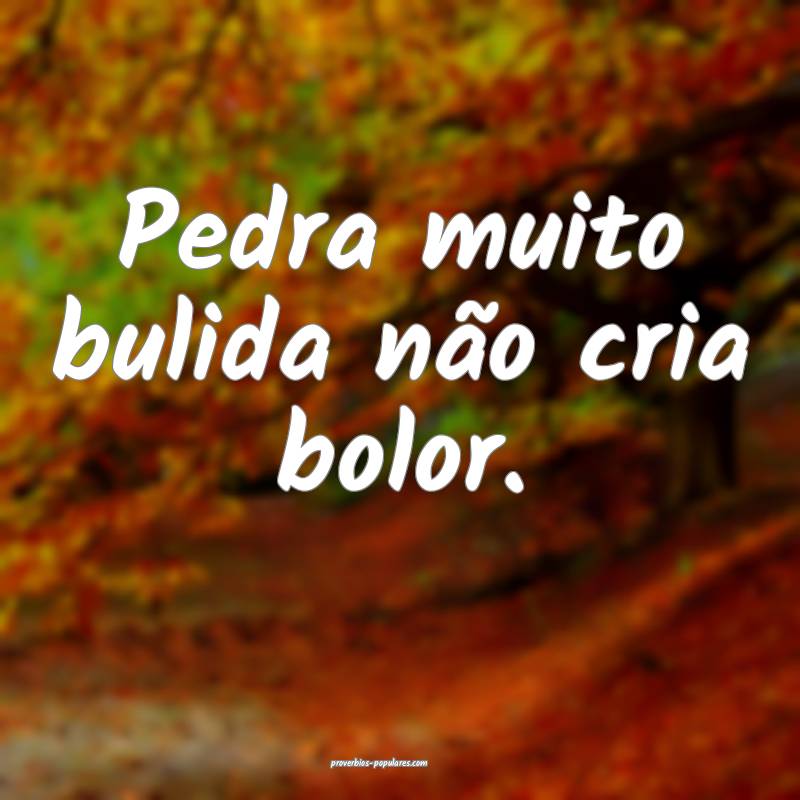 Pedra muito bulida não cria bolor.
...