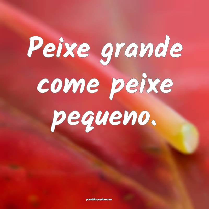 Peixe grande come peixe pequeno.
...