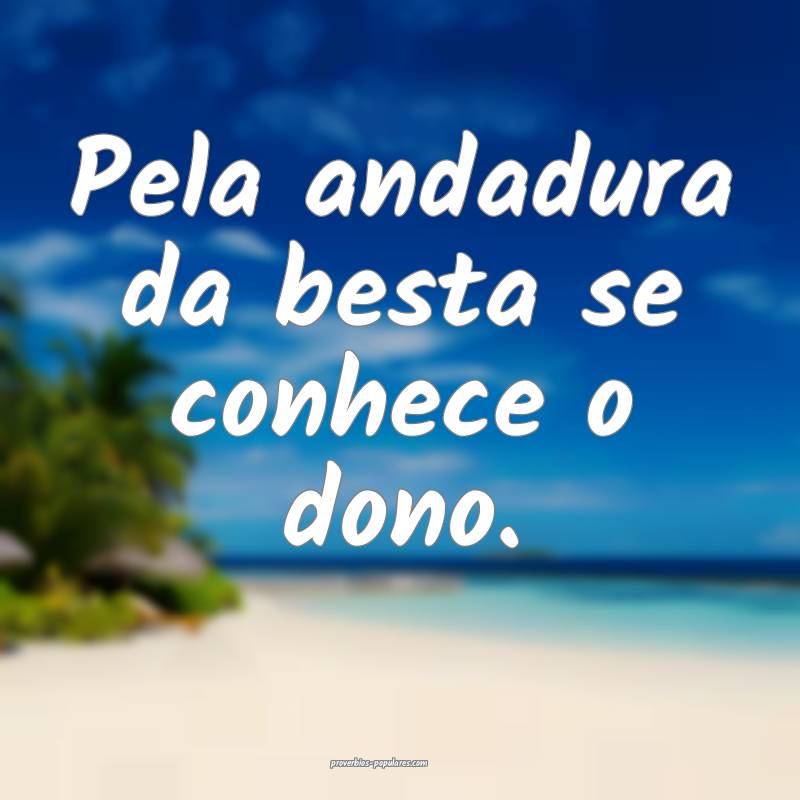 Pela andadura da besta se conhece o dono.
...