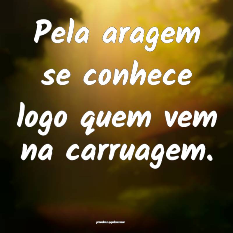 Pela aragem se conhece logo quem vem na carruagem.
...