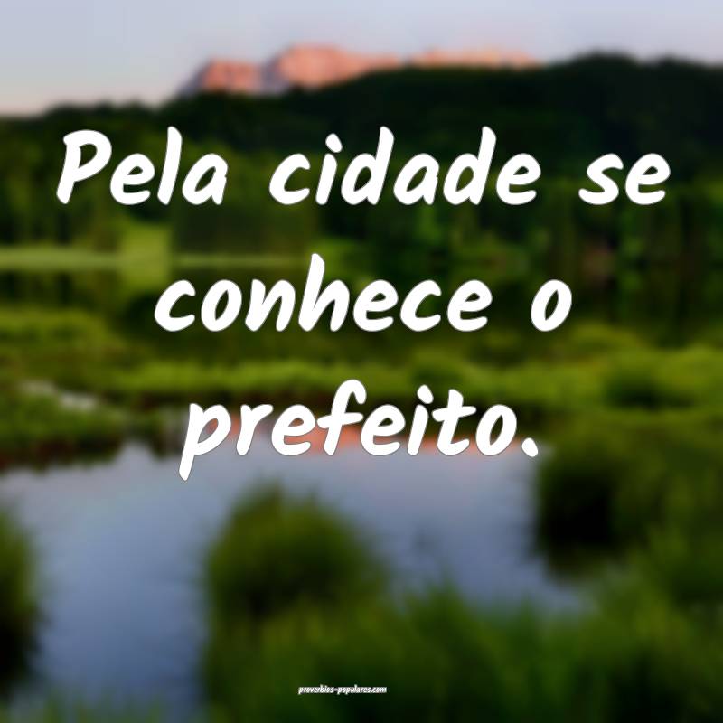 Pela cidade se conhece o prefeito.
...