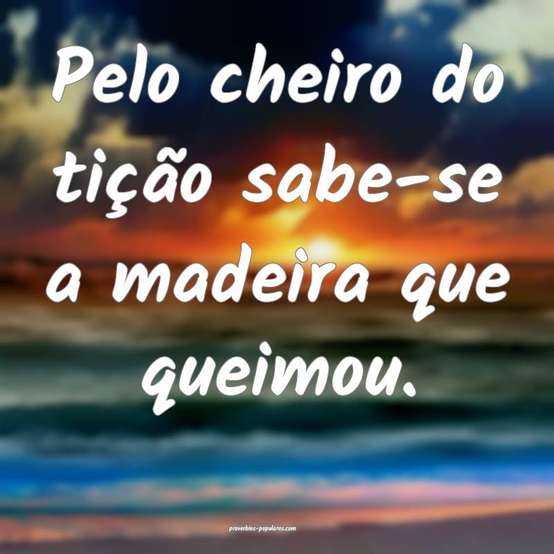 Pelo cheiro do tição sabe-se a madeira que queim ...