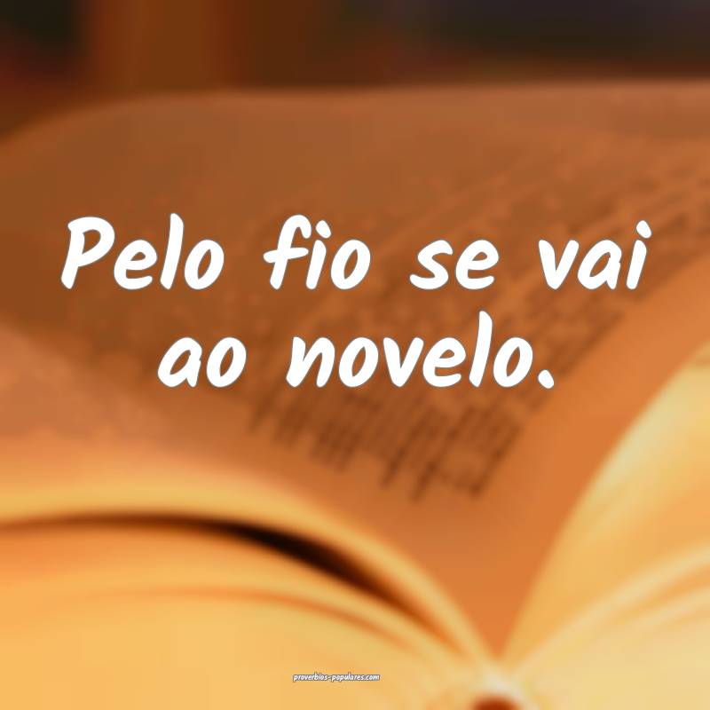 Pelo fio se vai ao novelo.
 ...