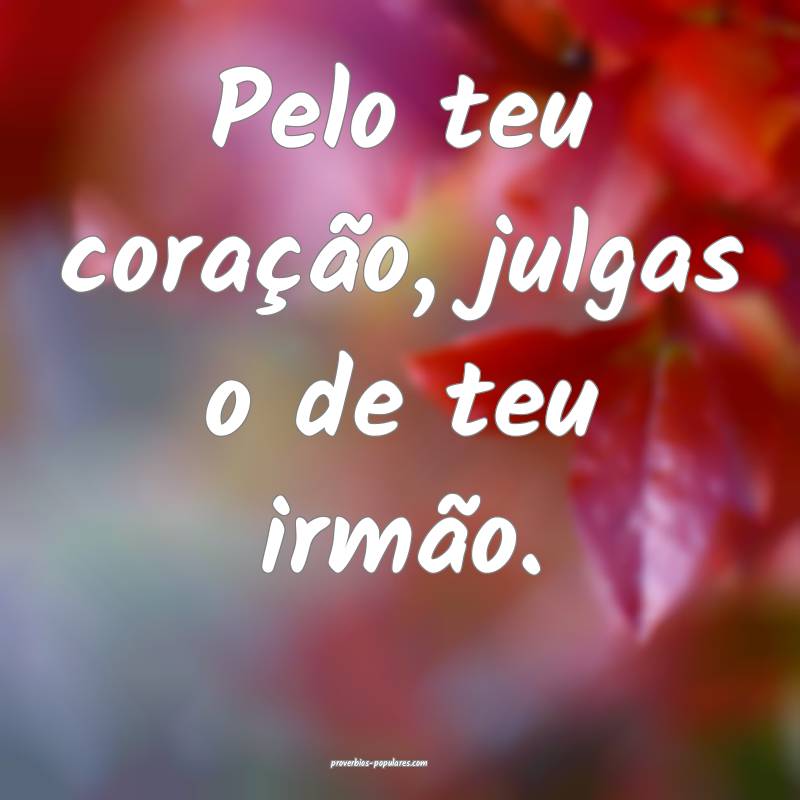 Pelo teu coração, julgas o de teu irmão.
 ...