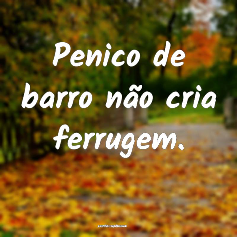 Penico de barro não cria ferrugem.
...