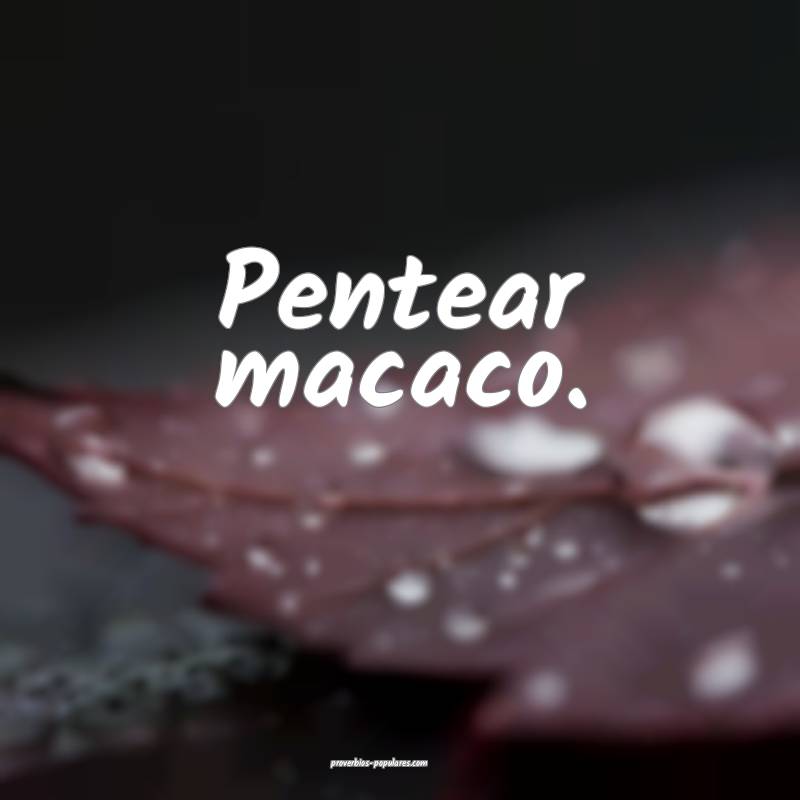 Pentear macaco.
...