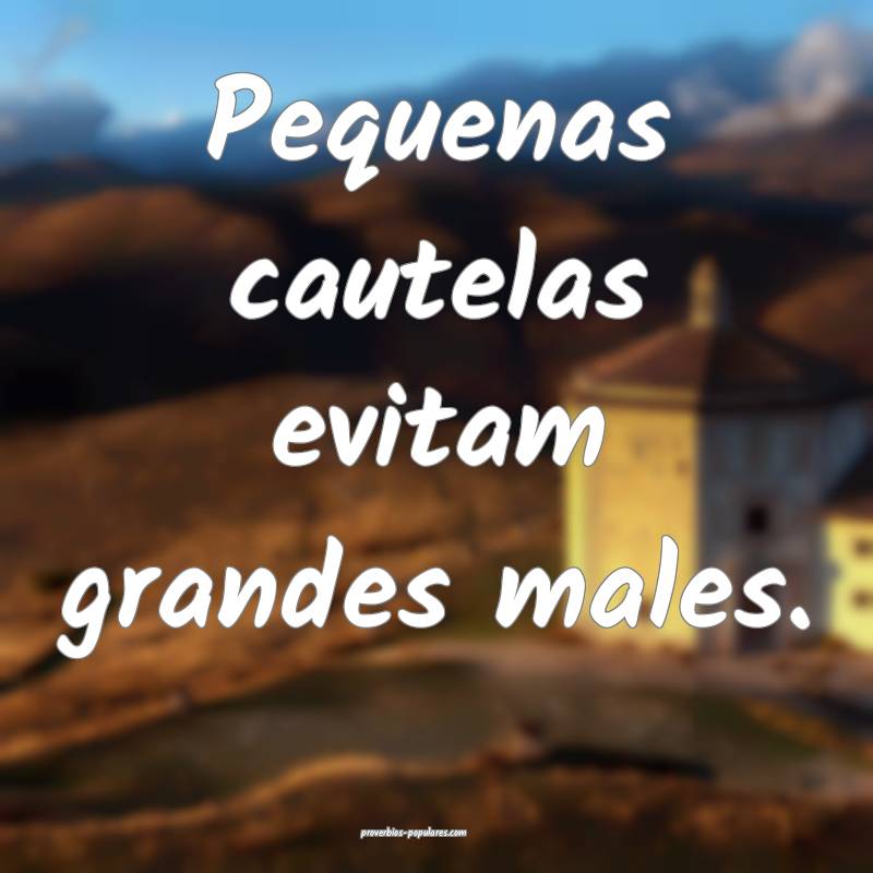 Pequenas cautelas evitam grandes males.
...