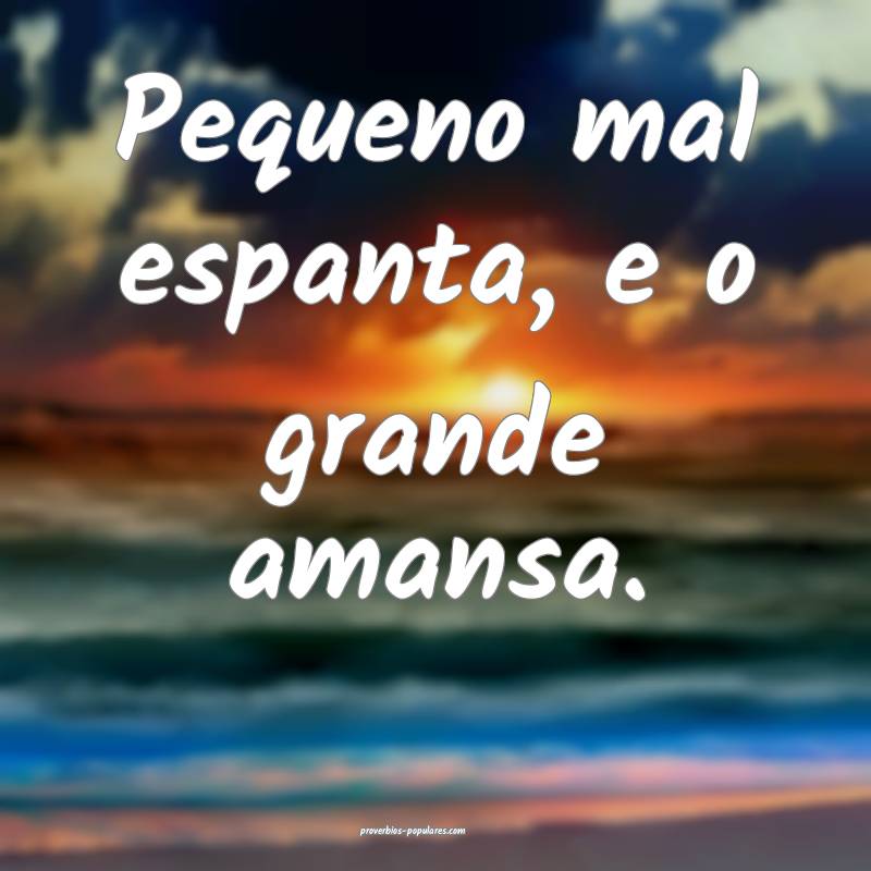 Pequeno mal espanta, e o grande amansa.
...