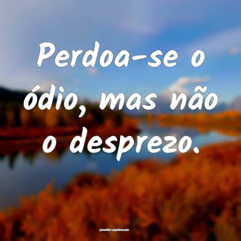 Perdoa-se o ódio, mas não o desprezo.
...