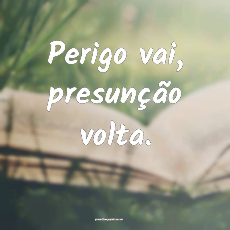 Perigo vai, presunção volta.
...