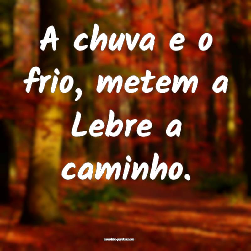 A chuva e o frio, metem a Lebre a caminho.
 ...