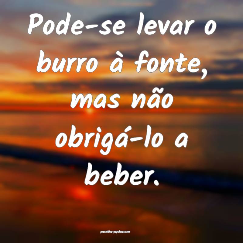 Pode-se levar o burro à fonte, mas não obrigá-lo a beber.
...