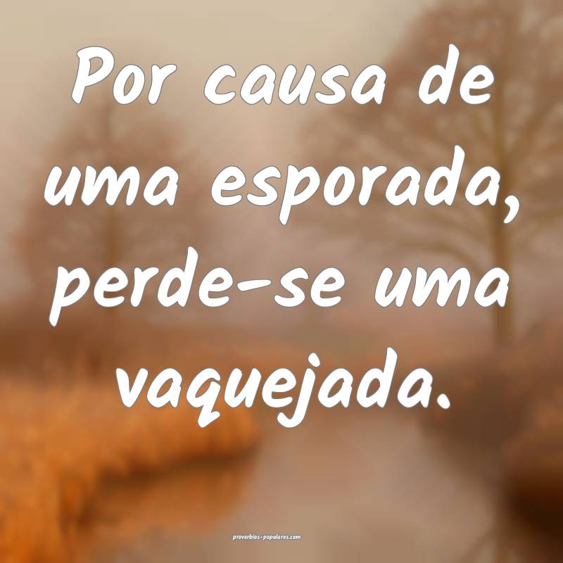 Por causa de uma esporada, perde-se uma vaquejada.
...