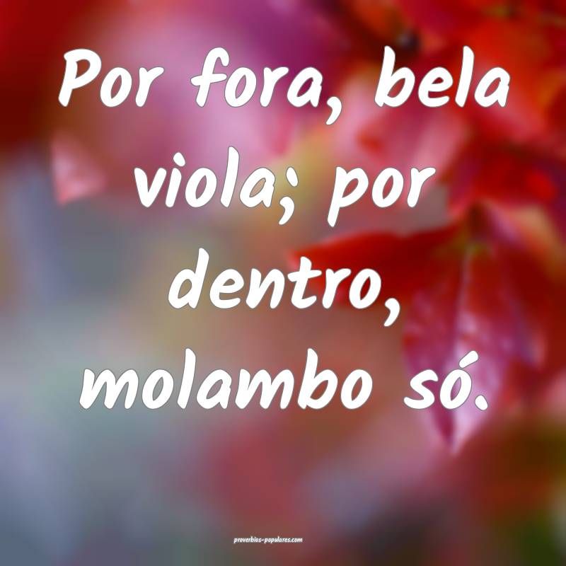 Por fora, bela viola; por dentro, molambo só.
...