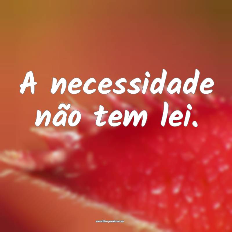 A necessidade não tem lei.
...