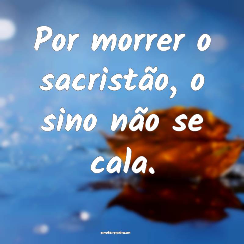 Por morrer o sacristão, o sino não se cala.
...