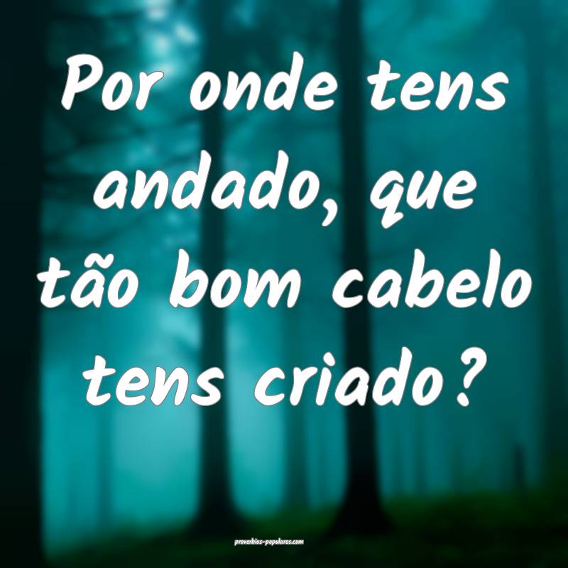 Por onde tens andado, que tão bom cabelo tens criado?
...
