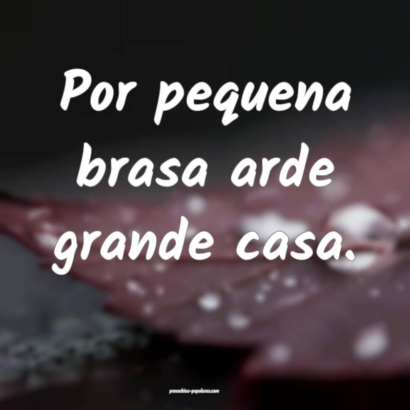 Por pequena brasa arde grande casa.
...