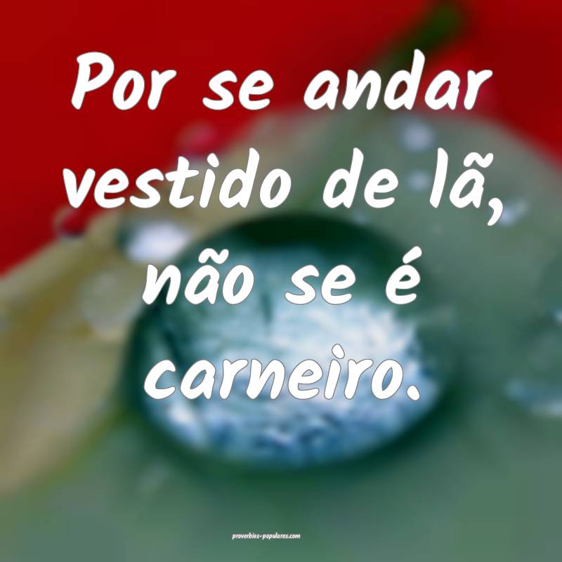 Por se andar vestido de lã, não se é carneiro.
...