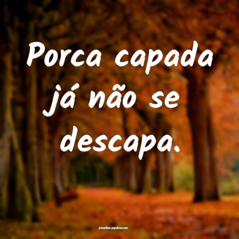 Porca capada já não se descapa.
 ...