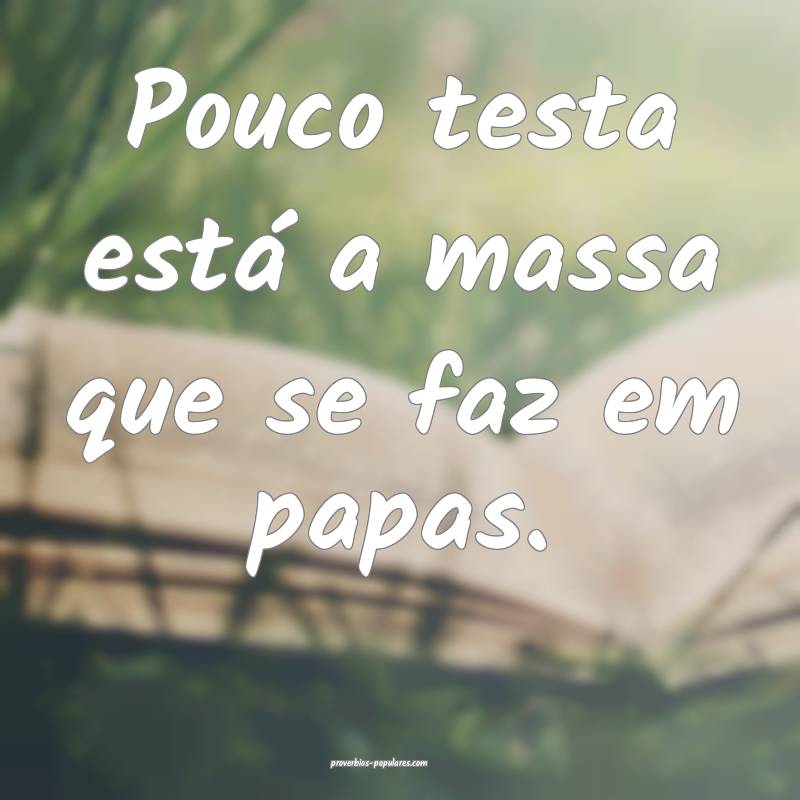 Pouco testa está a massa que se faz em papas.
 ...