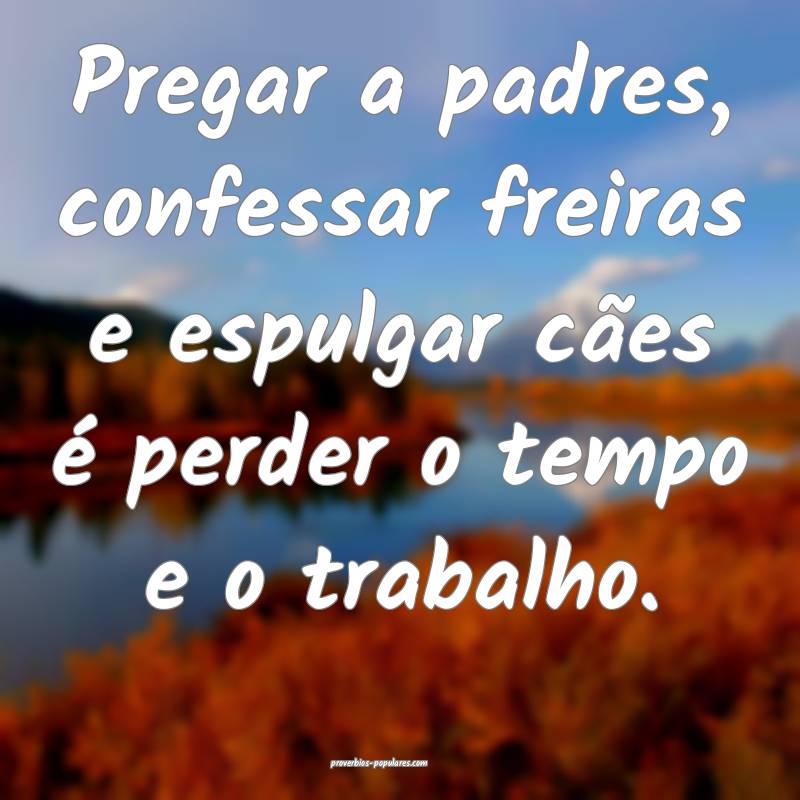 Pregar a padres, confessar freiras e espulgar cães é perder o tempo ...