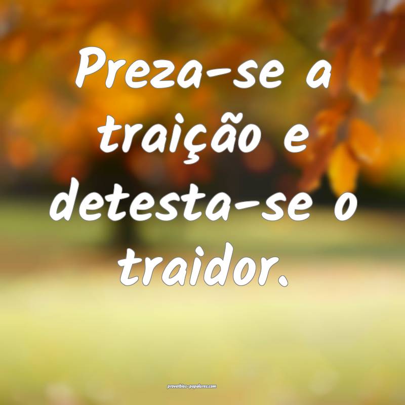 Preza-se a traição e detesta-se o traidor.
 ...