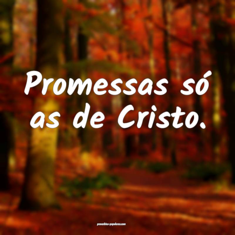 Promessas só as de Cristo.
...