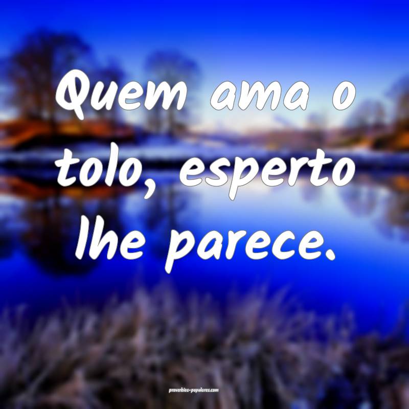 Quem ama o tolo, esperto lhe parece.
...