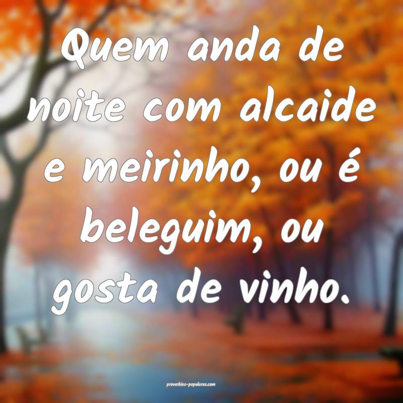 Quem anda de noite com alcaide e meirinho, ou é beleguim, ou gosta de...