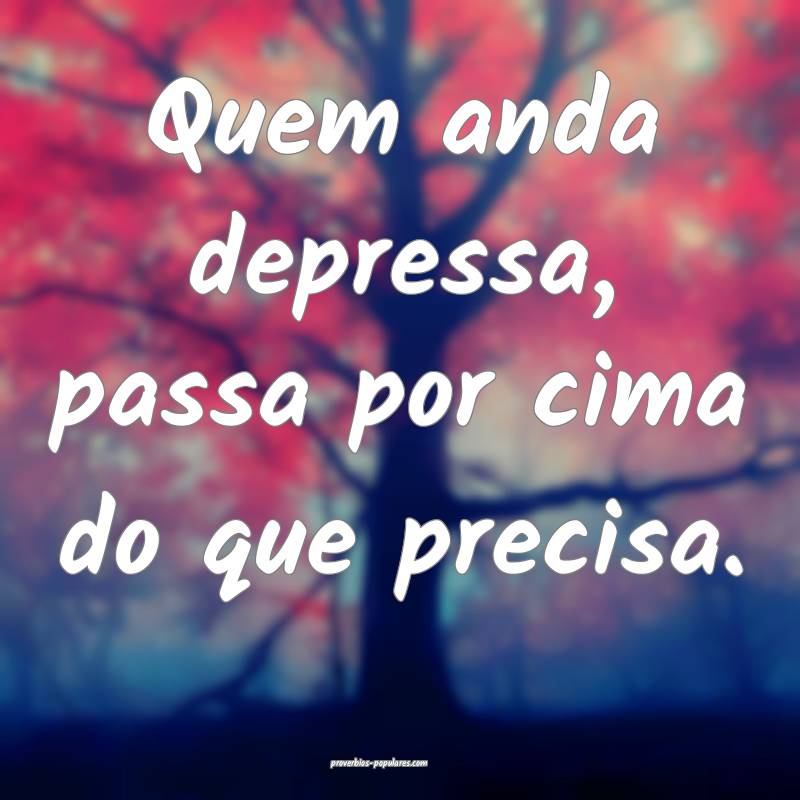 Quem anda depressa, passa por cima do que precisa.
...