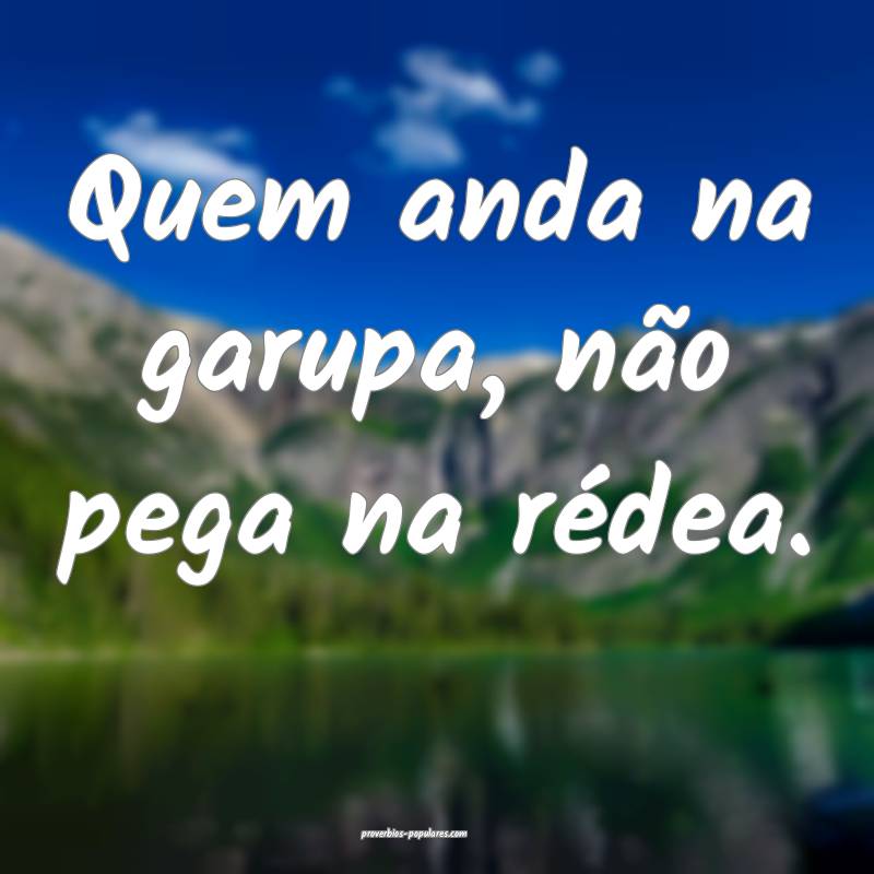 Quem anda na garupa, não pega na rédea.
 ...