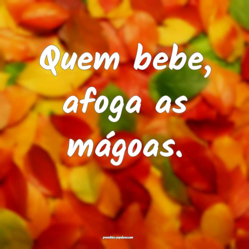 Quem bebe, afoga as mágoas.
 ...
