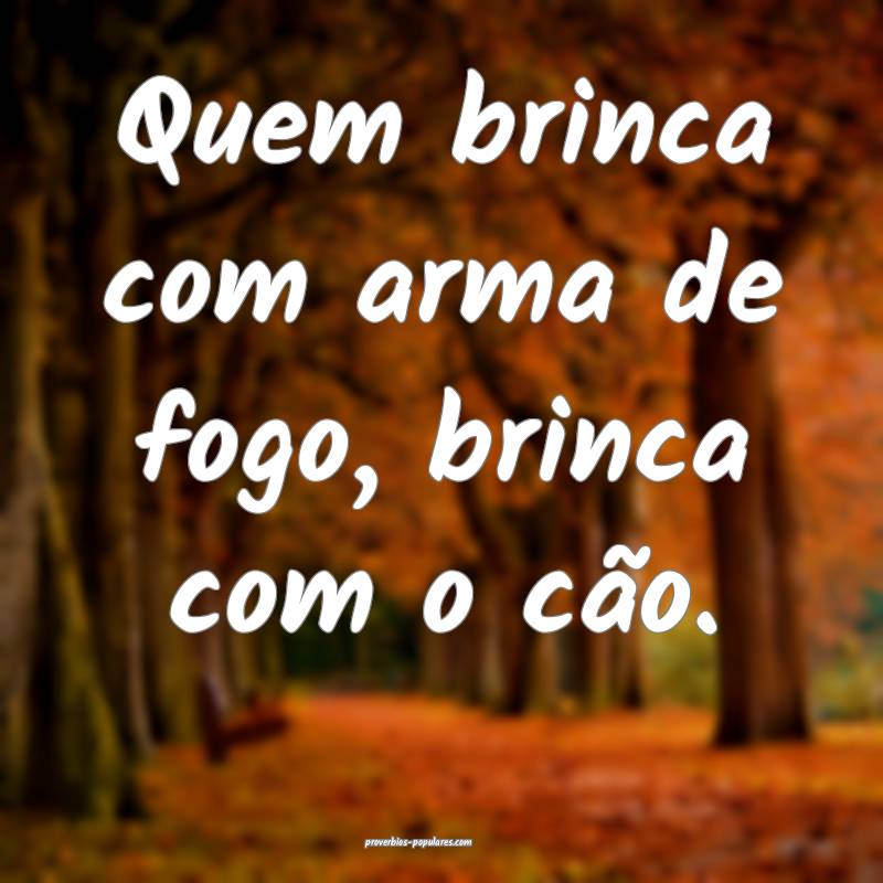 Quem brinca com arma de fogo, brinca com o cão.
...