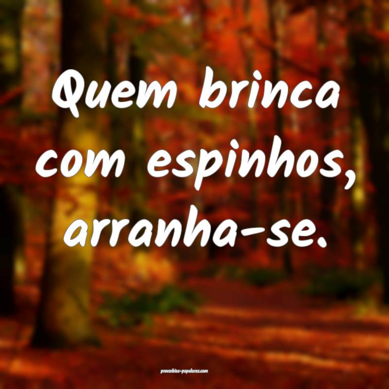 Quem brinca com espinhos, arranha-se.
...