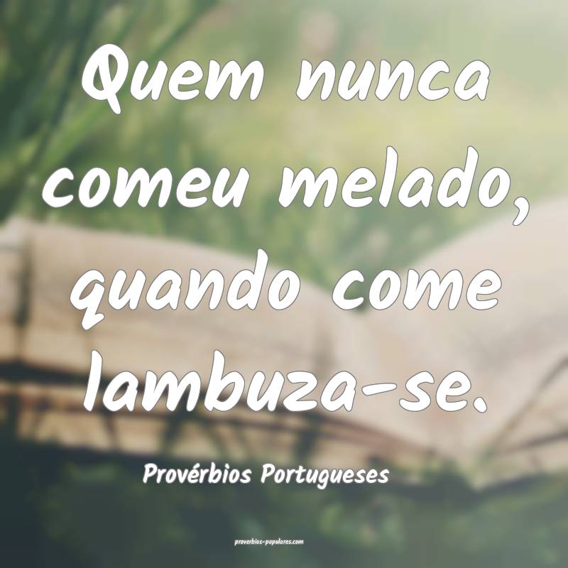 Provérbios Portugueses - Quem nunca comeu melado, ...