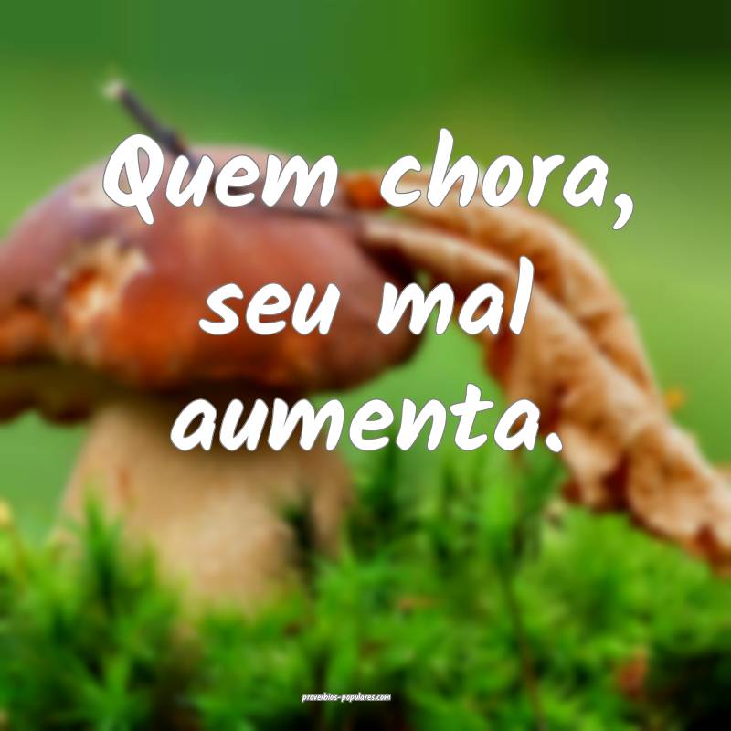 Quem chora, seu mal aumenta.
...