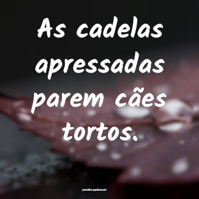 As cadelas apressadas parem cães tortos.
...