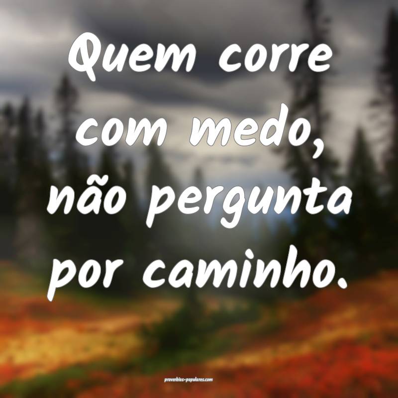Quem corre com medo, não pergunta por caminho.
...
