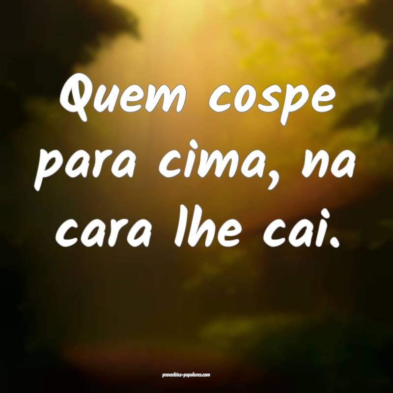 Quem cospe para cima, na cara lhe cai.
...