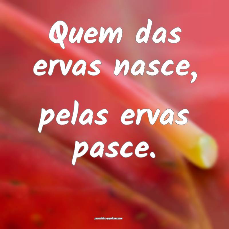 Quem das ervas nasce, pelas ervas pasce.
 ...