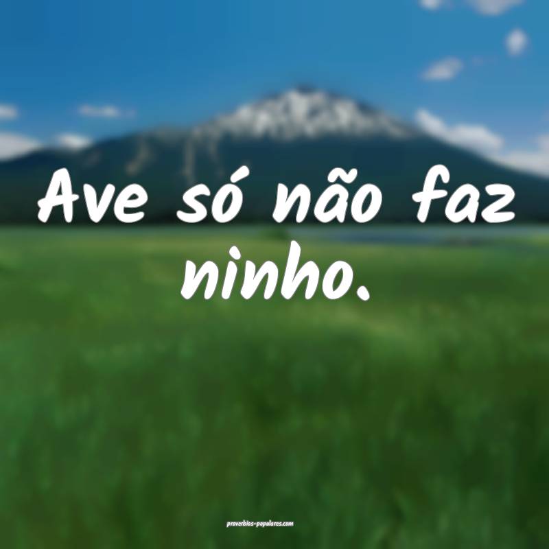 Ave só não faz ninho.
...