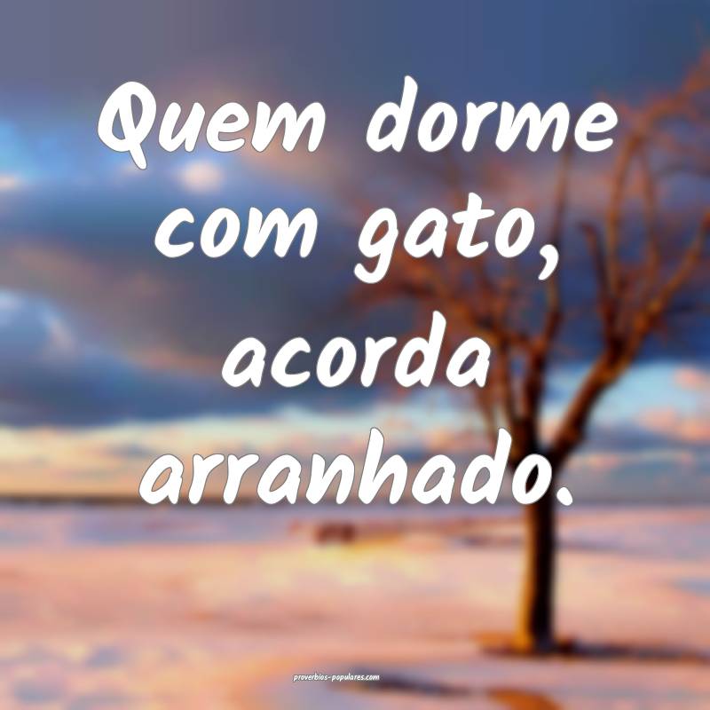 Quem dorme com gato, acorda arranhado.
...