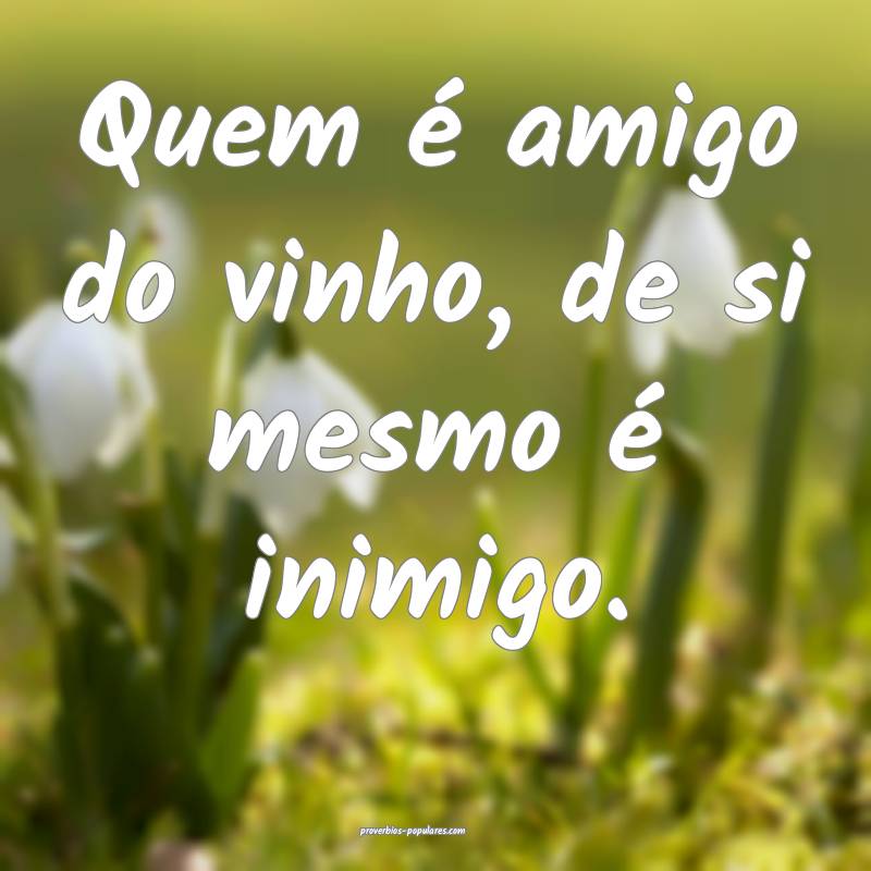 Quem é amigo do vinho, de si mesmo é inimigo.
 ...