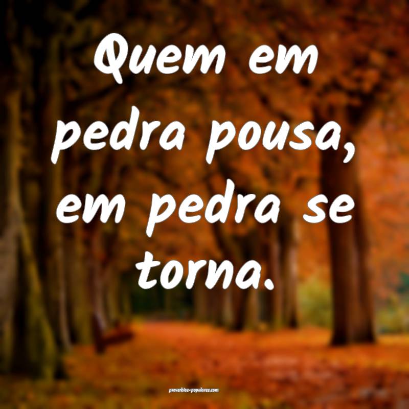 Quem em pedra pousa, em pedra se torna.
...