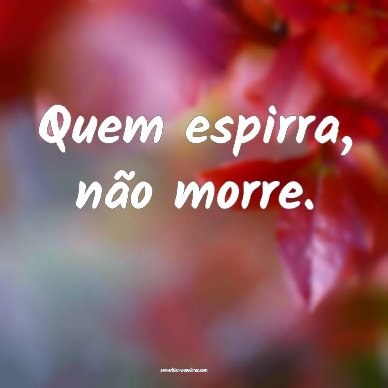 Quem espirra, não morre.
...