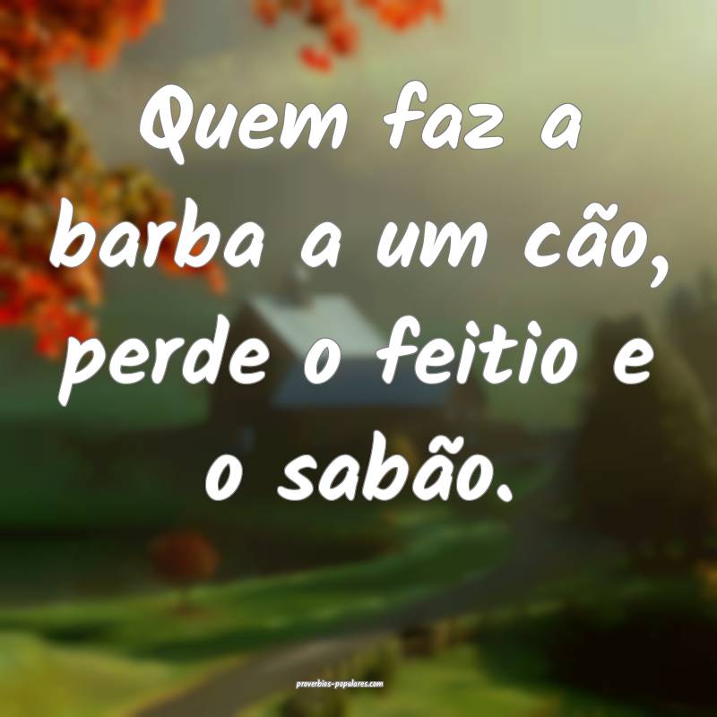 Quem faz a barba a um cão, perde o feitio e o sabão.
...