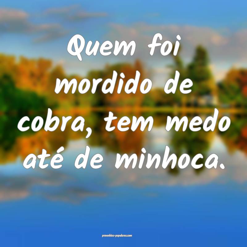 Quem foi mordido de cobra, tem medo até de minhoca.
...