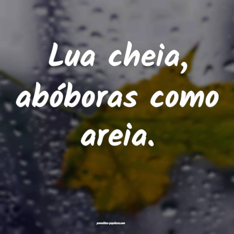 Lua cheia, abóboras como areia.
...