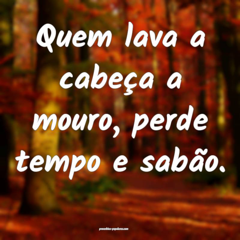 Quem lava a cabeça a mouro, perde tempo e sabão.
...